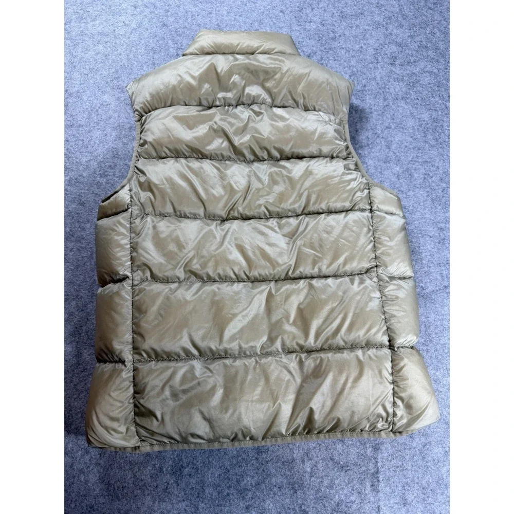 Uniqlo Ultra Light Down Vest Womens S Shiny Beige Gold Puffer Full Zip Pockets